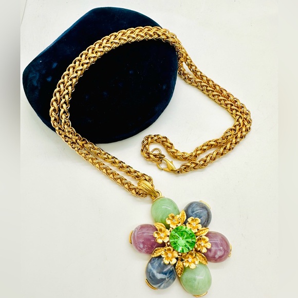 Rare Vintage Signed CRAFT Flower Necklace - Picture 13 of 17